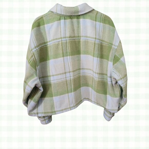 FOR THE REPUBLIC Classic Short Jacket in Blue Green Plaid Women's Size XL/TG - Picture 2 of 16